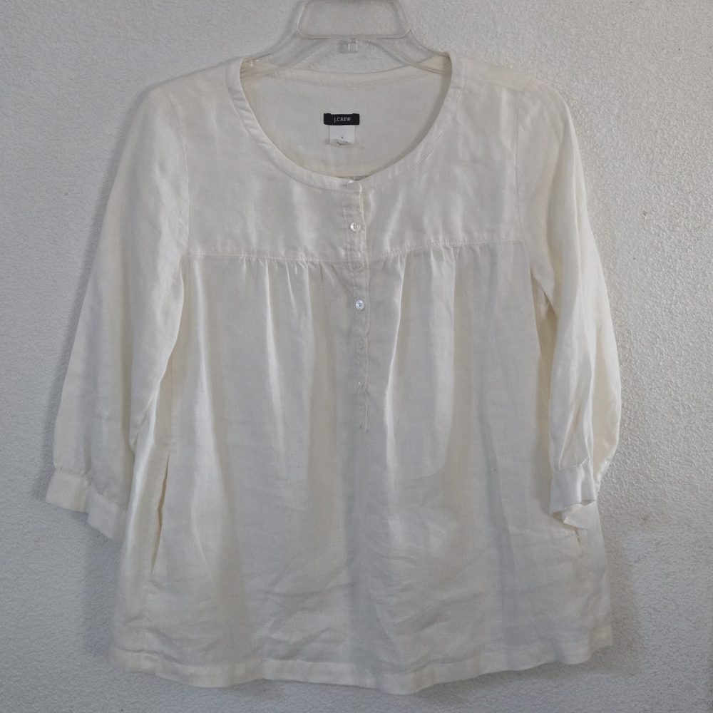 J. Crew Cream Blouse for Women,100% Linen - Picture 2 of 7